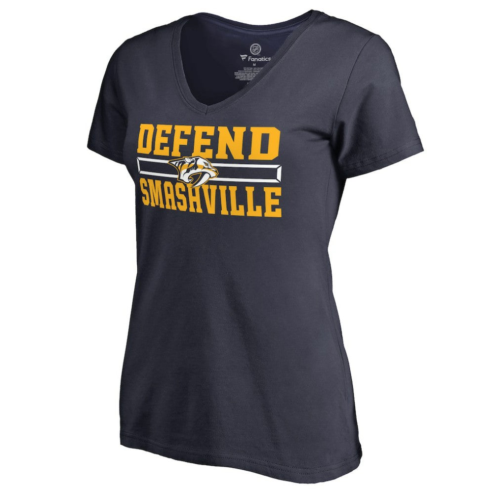 NHL Nashville Predators Women's Hometown Collection Defend V-Neck T-Shirt - Navy