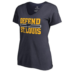 NHL St. Louis Blues Women's Hometown Collection Defend V-Neck T-Shirt - Navy