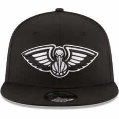 New Orleans Pelicans Black & White Logo 9FIFTY Adjustable Snapback Hat Black