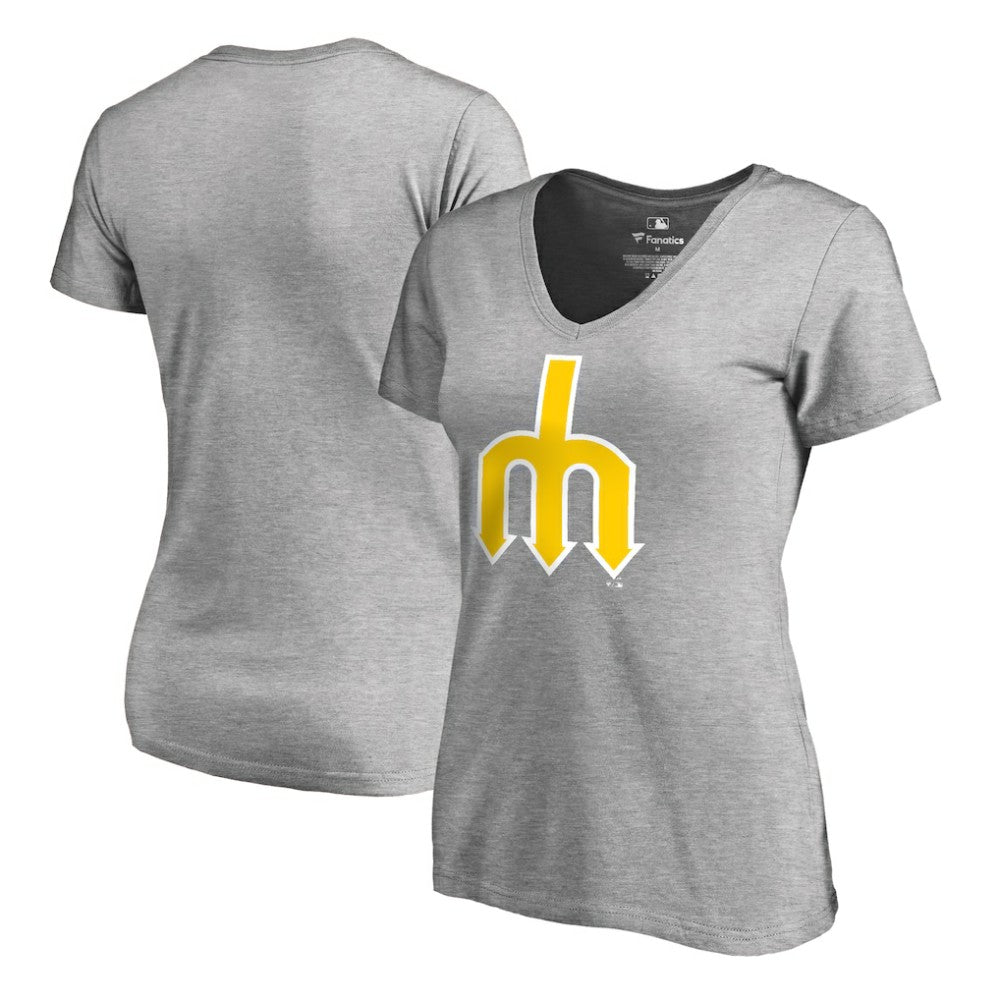 Seattle Mariners Women's Cooperstown Collection Forbes V-Neck T-Shirt - Heather Gray T-shirts
