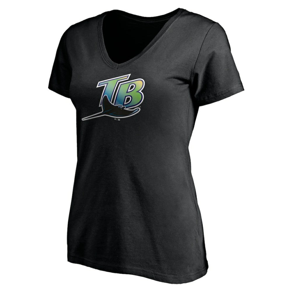 Tampa Bay Rays Women's Core Wahconah V-Neck T-Shirt - Black T-shirts