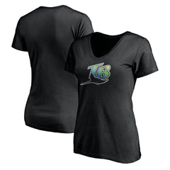 Tampa Bay Rays Women's Core Wahconah V-Neck T-Shirt - Black T-shirts