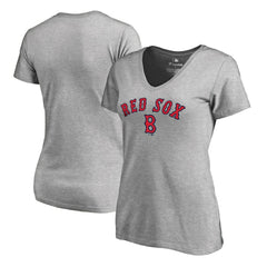 Boston Red Sox Women's Core Wahconah V-Neck T-Shirt - Heather Gray T-shirts