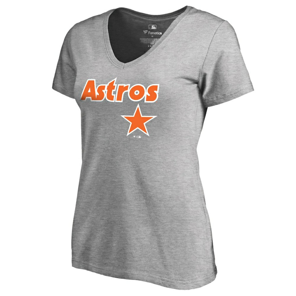 Houston Astros Women's Core Wahconah V-Neck T-Shirt - Heather Gray T-shirts