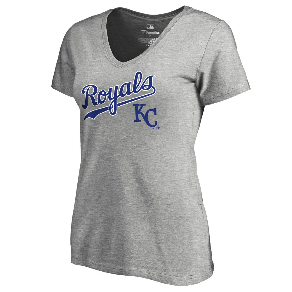 Kansas City Royals Women's Core Wahconah V-Neck T-Shirt - Heather Gray T-shirts