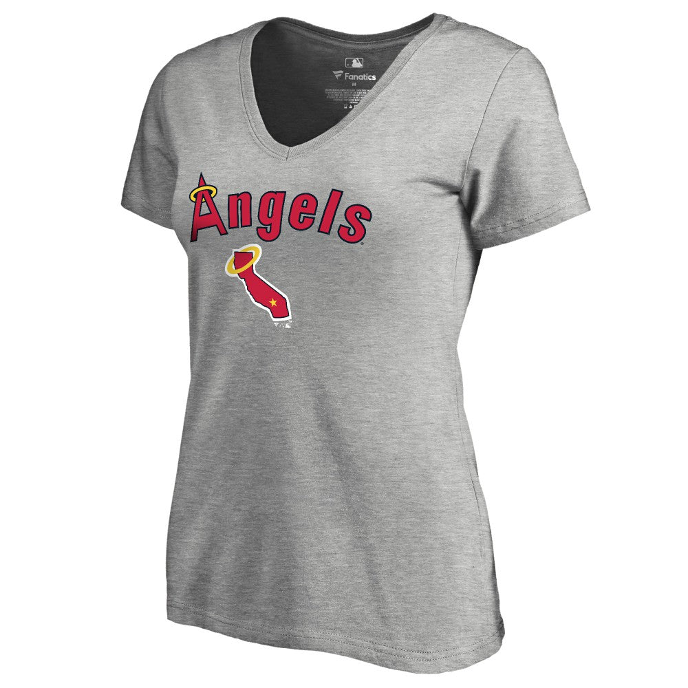 Los Angeles Angels Women's Core Wahconah V-Neck T-Shirt - Heather Gray T-shirts