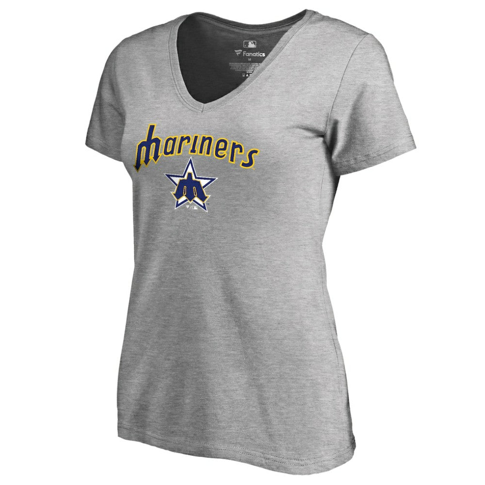 Seattle Mariners Women's Core Wahconah V-Neck T-Shirt - Heather Gray T-shirts