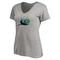 Tampa Bay Rays Women's Core Wahconah V-Neck T-Shirt - Heather Gray T-shirts