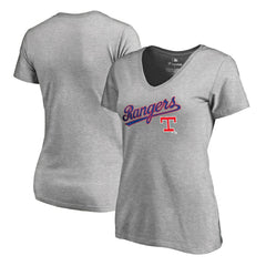 Texas Rangers Women's Core Wahconah V-Neck T-Shirt - Heather Gray T-shirts