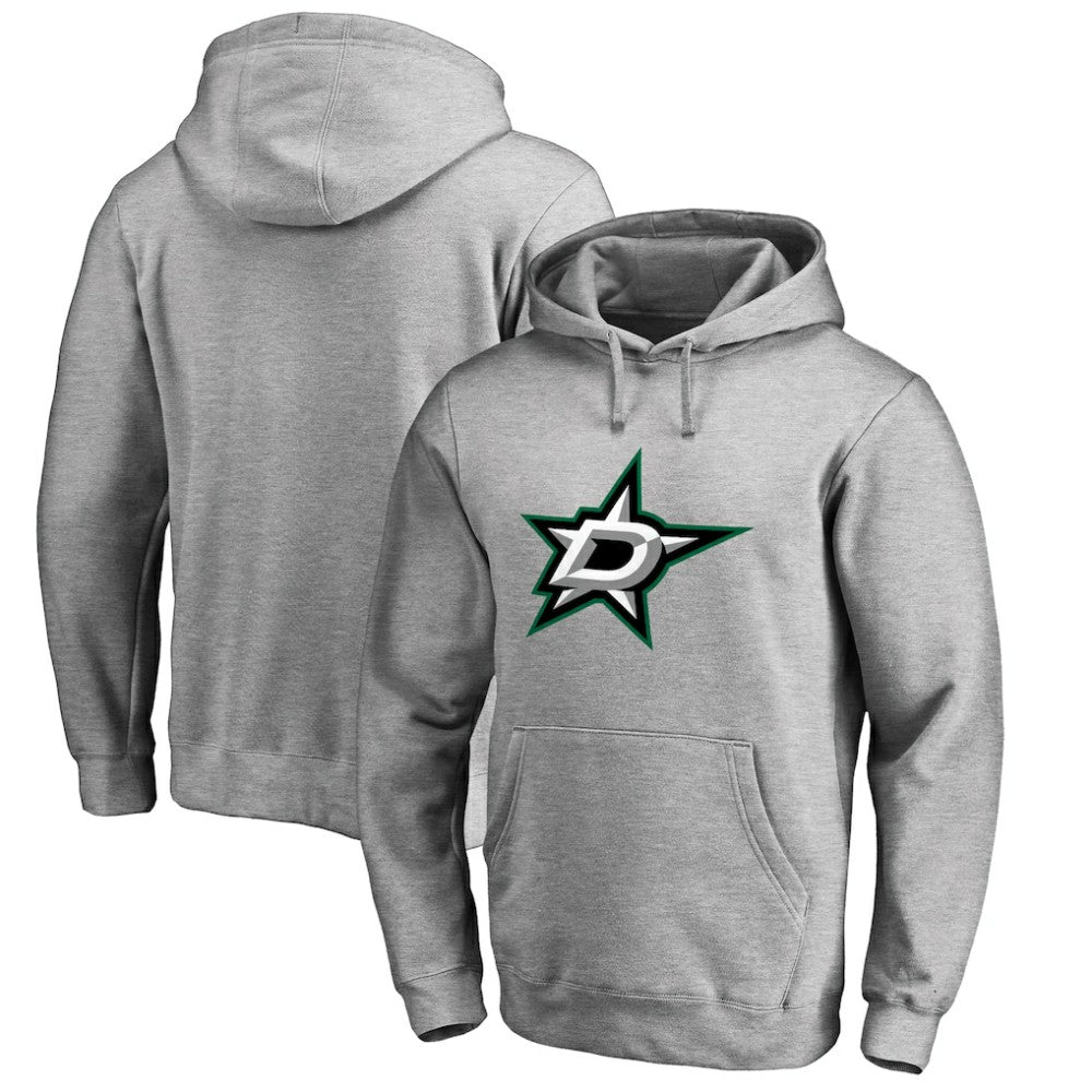 NHL Dallas Stars Primary Team Logo Fleece Fitted Pullover Hoodie - Heather Gray