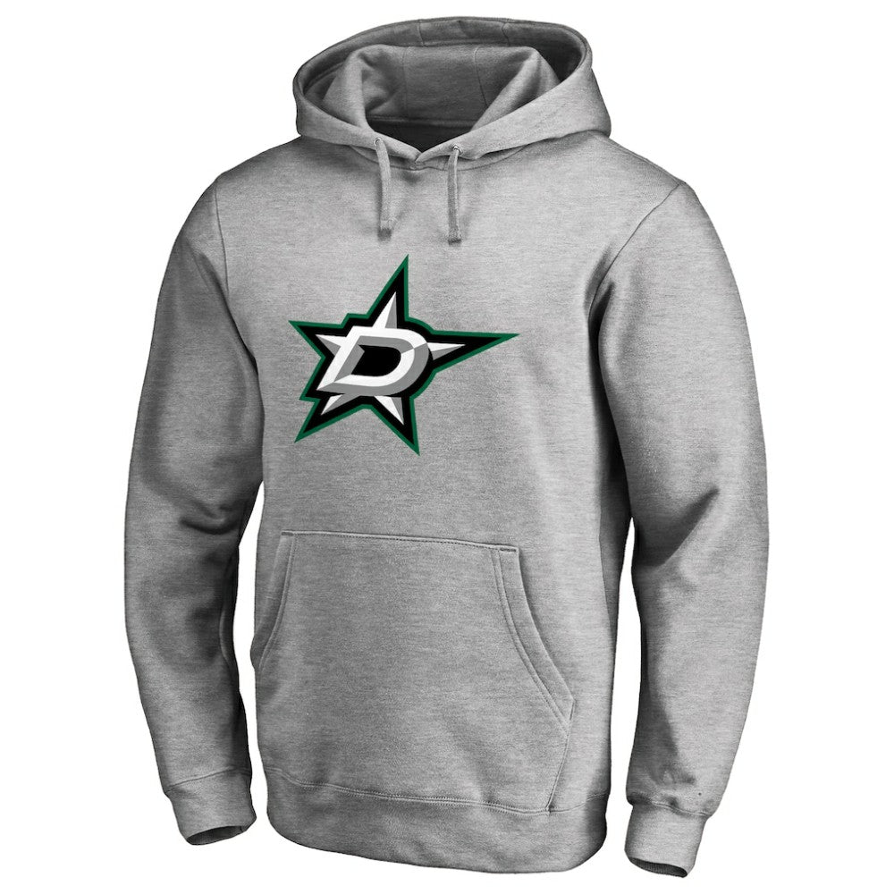NHL Dallas Stars Primary Team Logo Fleece Fitted Pullover Hoodie - Heather Gray