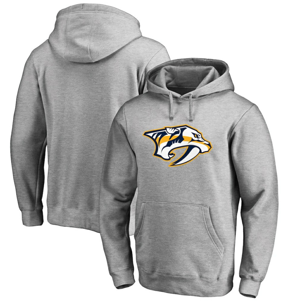 NHL Nashville Predators Primary Team Logo Fleece Fitted Pullover Hoodie - Heather Gray