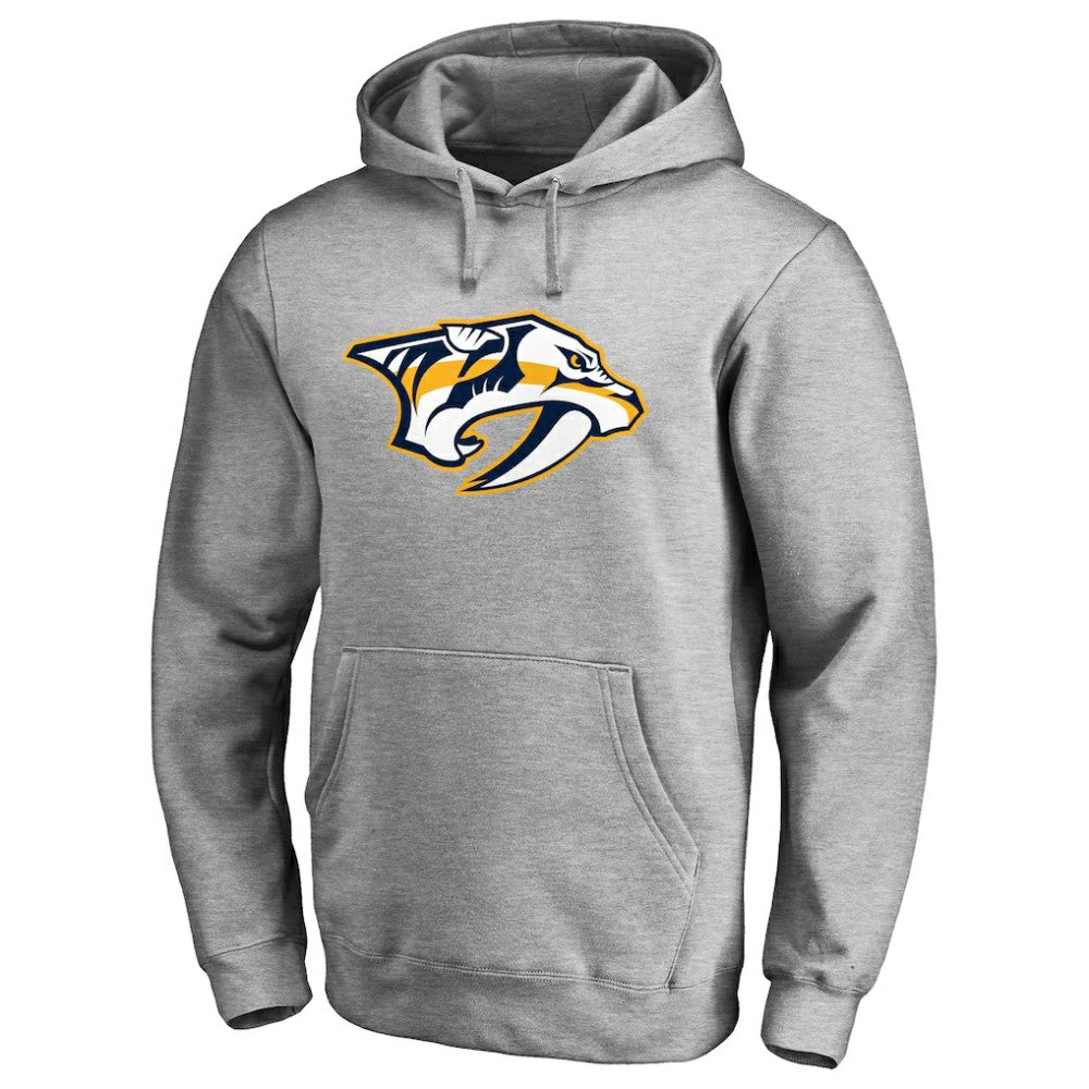 NHL Nashville Predators Primary Team Logo Fleece Fitted Pullover Hoodie - Heather Gray