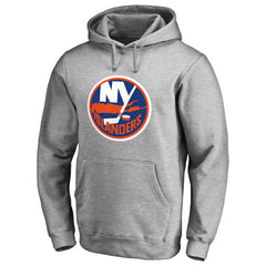 NHL New York Islanders Primary Team Logo Fleece Fitted Pullover Hoodie - Heather Gray