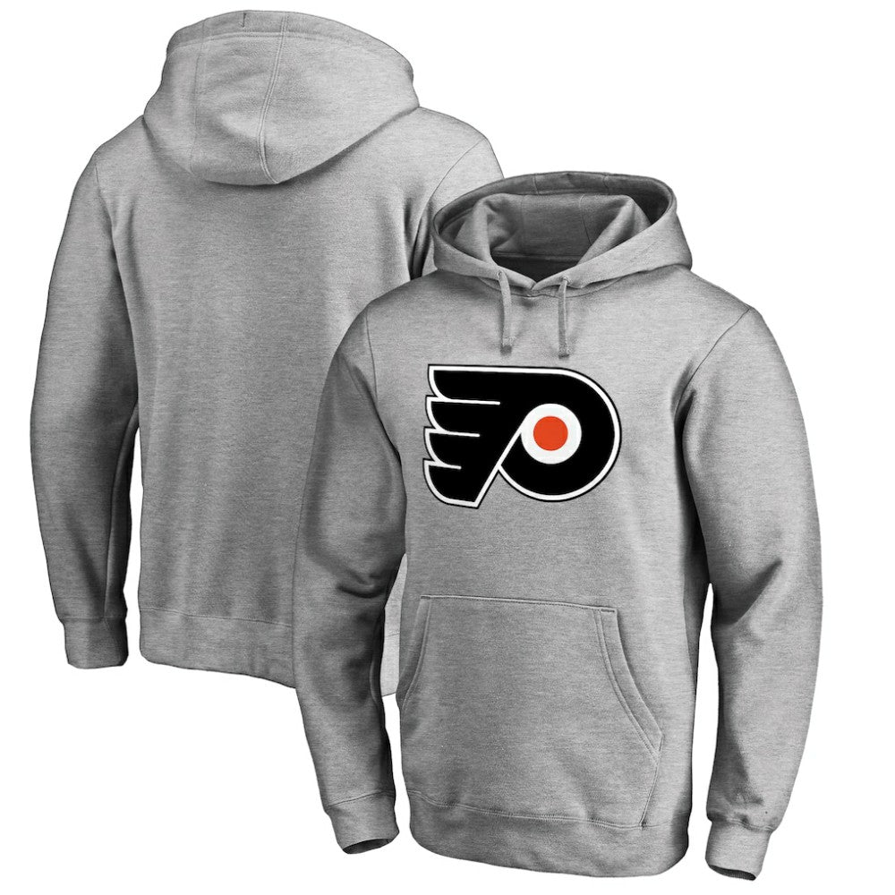 NHL Philadelphia Flyers Primary Team Logo Fleece Fitted Pullover Hoodie - Heather Gray