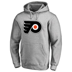 NHL Philadelphia Flyers Primary Team Logo Fleece Fitted Pullover Hoodie - Heather Gray