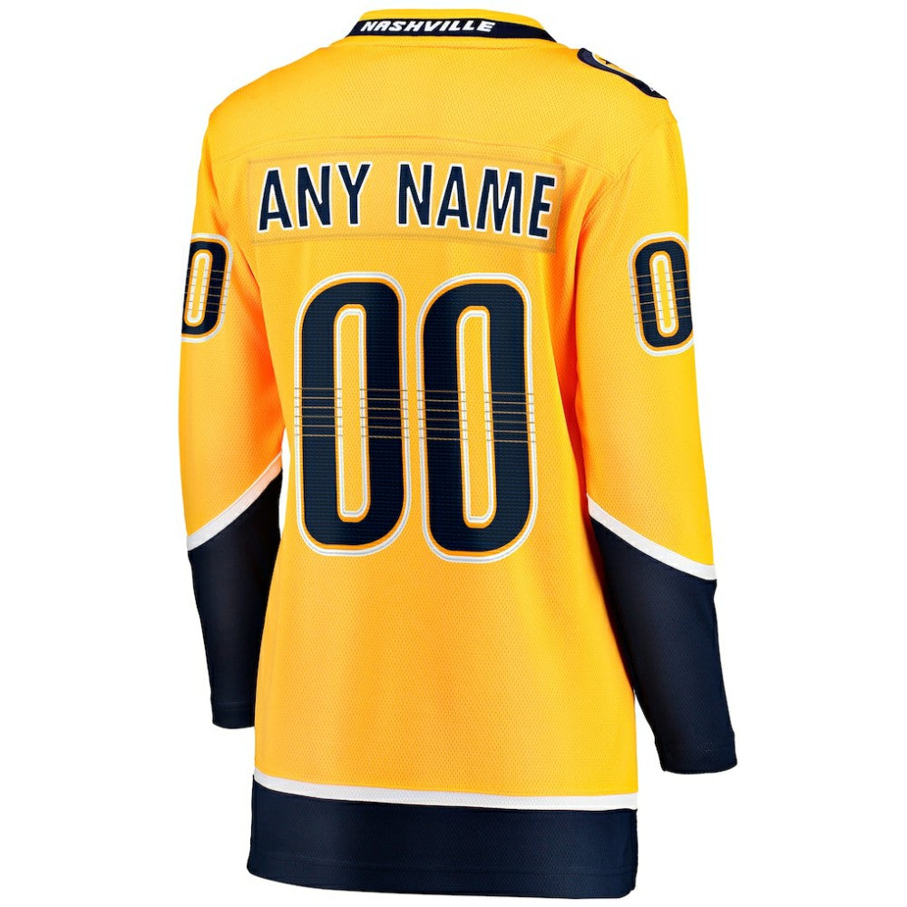 NHL,Custom Nashville Predators Fanatics Women's Home Breakaway Custom Jersey - Yellow