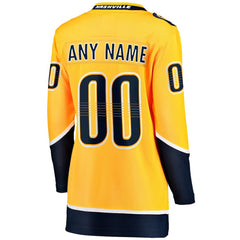 NHL,Custom Nashville Predators Fanatics Women's Home Breakaway Custom Jersey - Yellow
