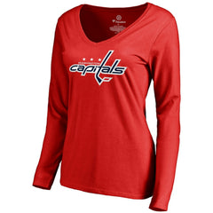 NHL Alexander Ovechkin Washington Capitals Women's Backer V-Neck Long Sleeve T-Shirt - Red