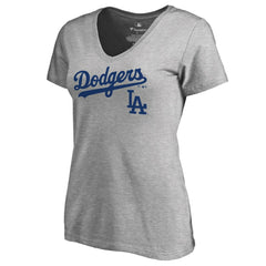 Los Angeles Dodgers Women's Team Lockup T-Shirt - Ash T-shirts