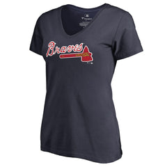 Atlanta Braves Women's Team Wordmark T-Shirt - Navy T-shirts