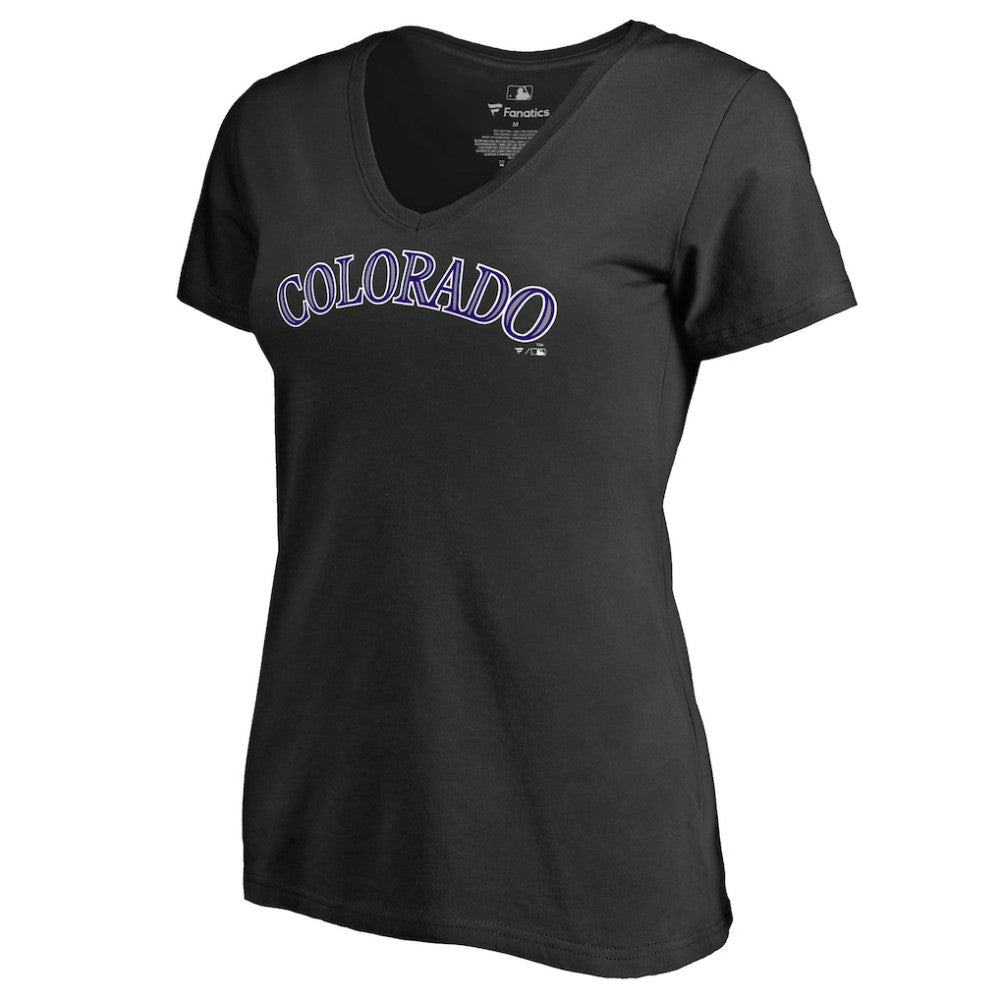 Colorado Rockies Women's Team Wordmark T-Shirt - Black T-shirts