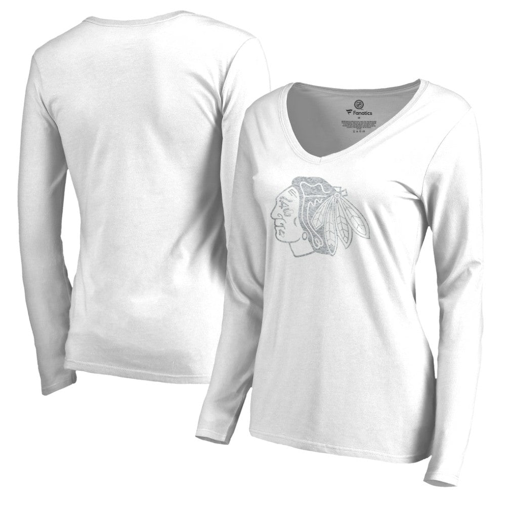 NHL Chicago Blackhawks Women's White Out Long Sleeve T-Shirt - White