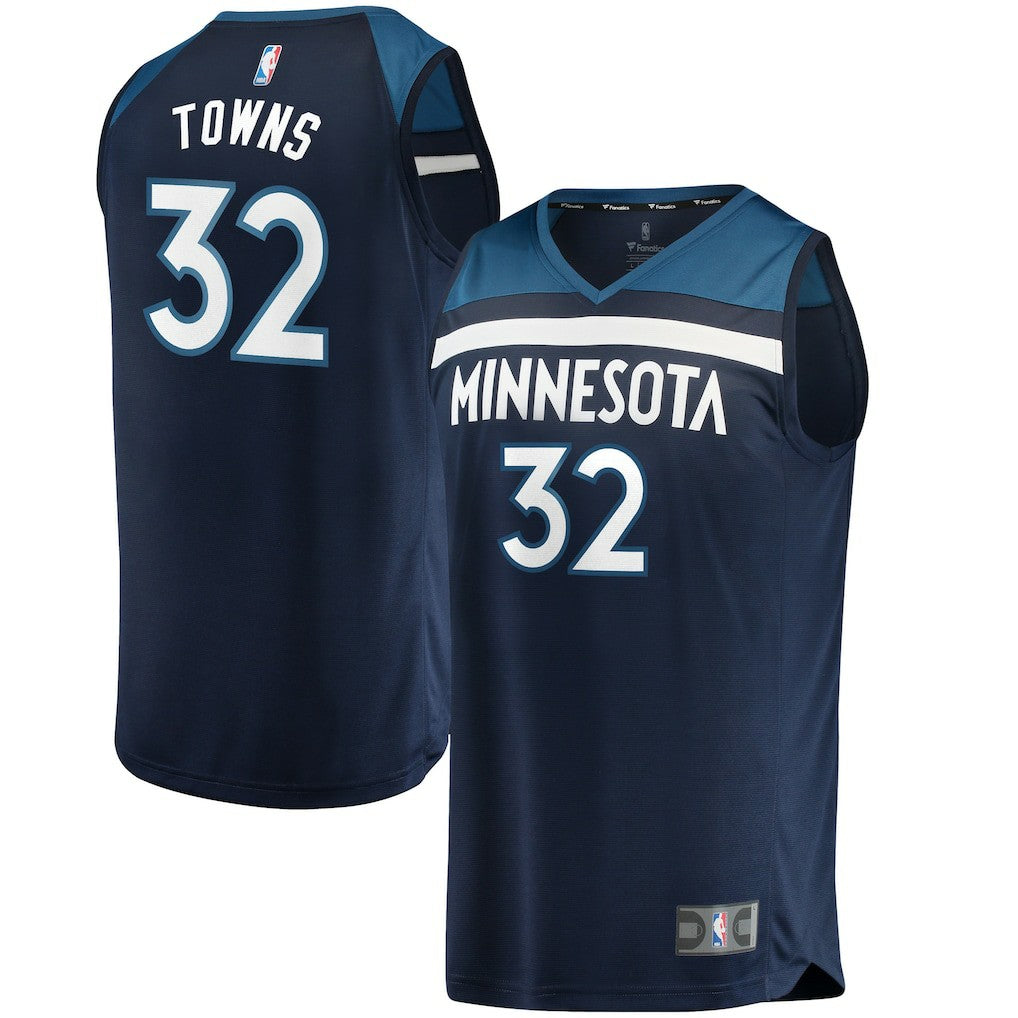 Karl-Anthony Towns Minnesota Timberwolves Fast Break Replica Jersey Navy Icon Edition