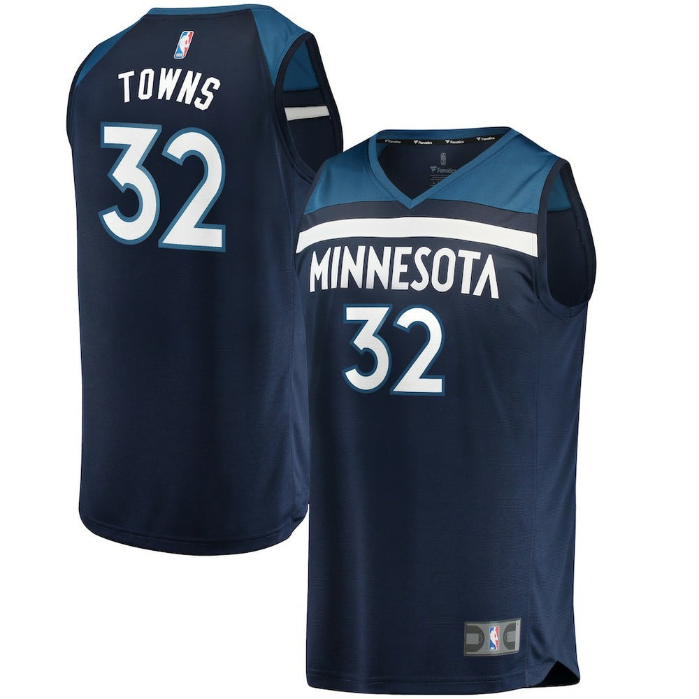 Karl-Anthony Towns Minnesota Timberwolves Fast Break Replica Jersey Navy Icon Edition