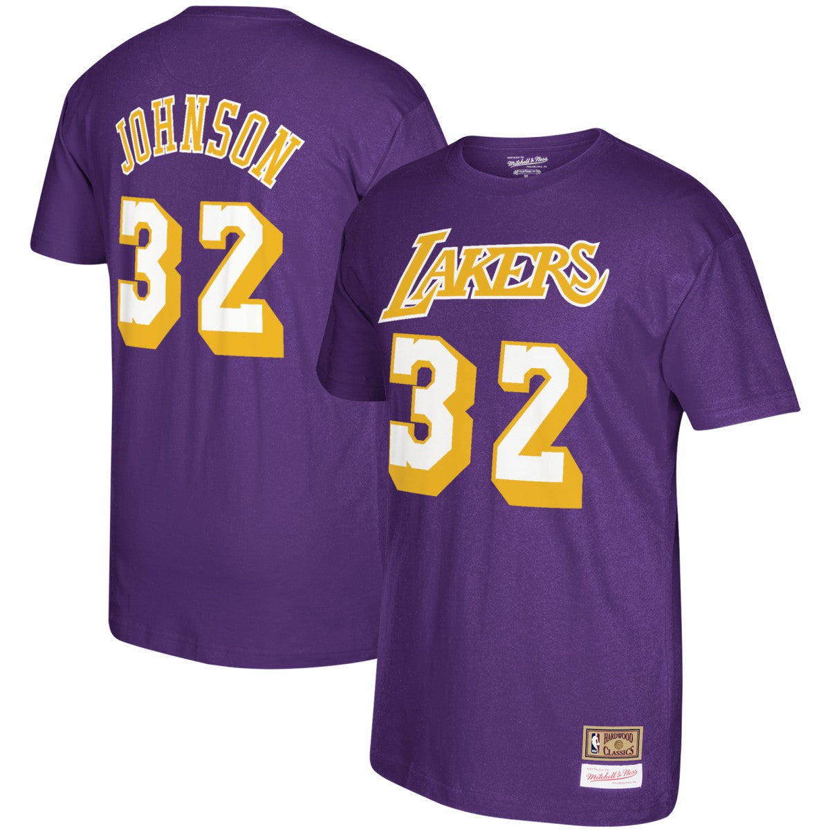 Magic Johnson Los Angeles Lakers Hardwood Classics Name & Number T-Shirt Purple