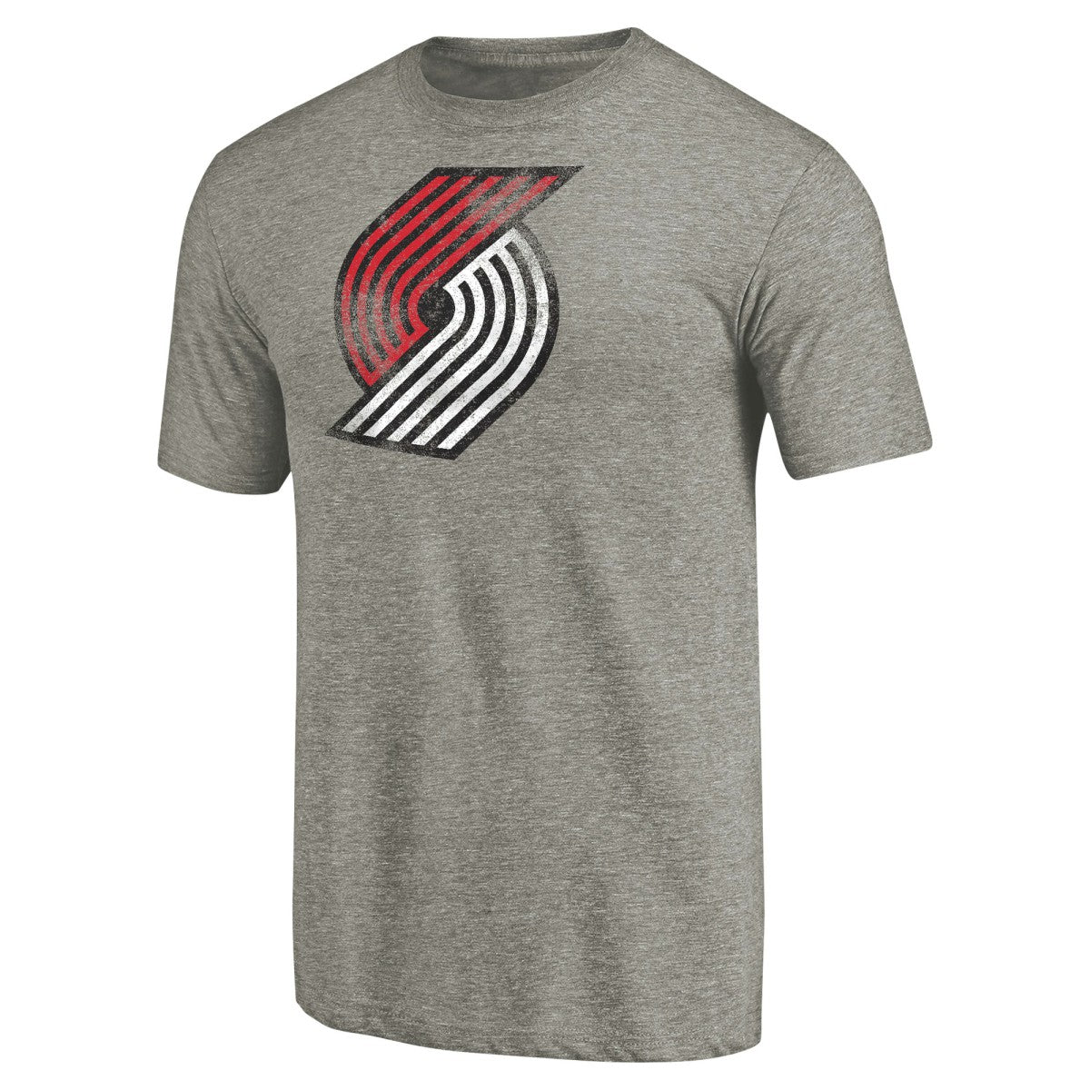 Portland Trail Blazers Distressed Team Logo Tri-Blend T-Shirt Heather Gray