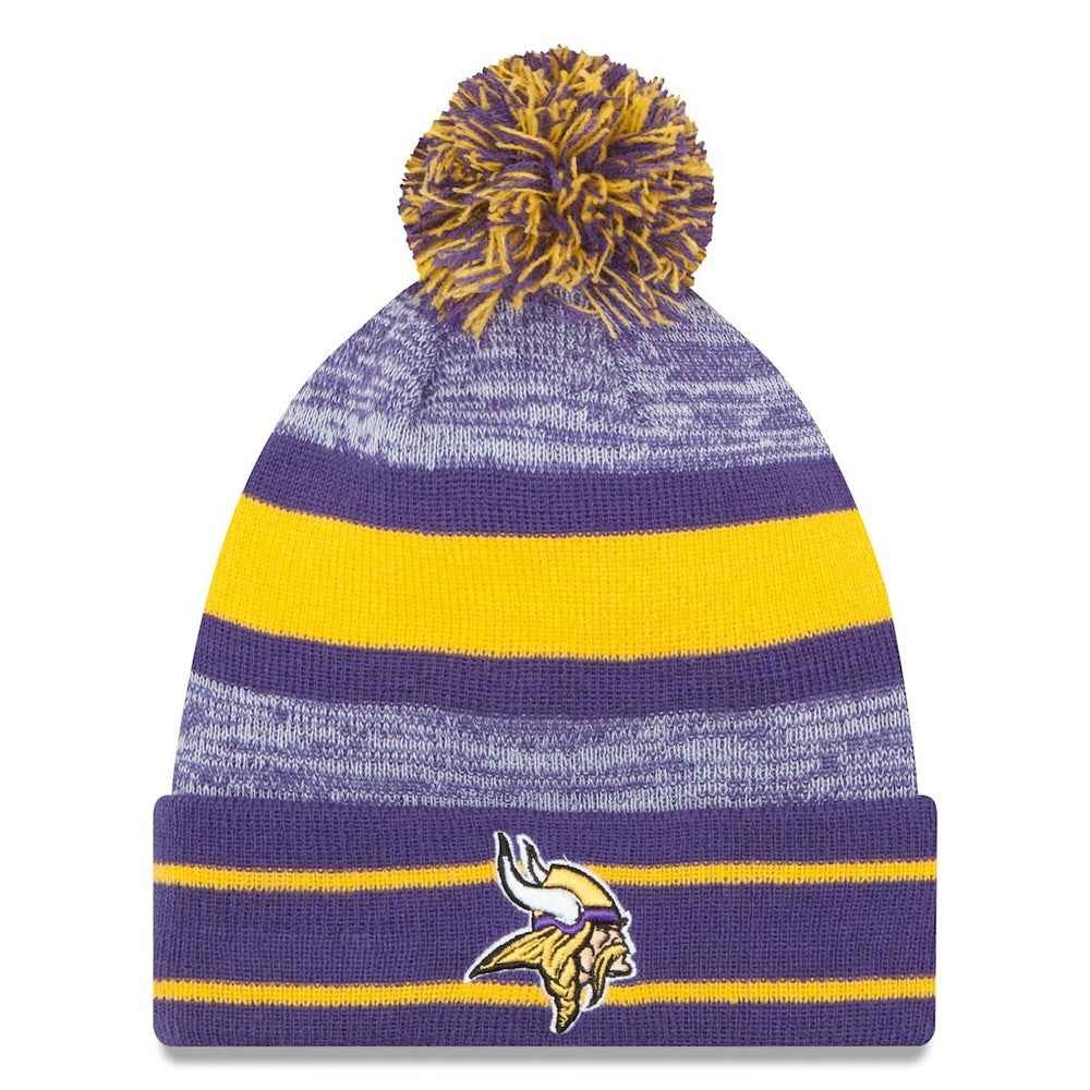 Minnesota Vikings New Era Team Logo Cuffed Knit Hat with Pom Purple