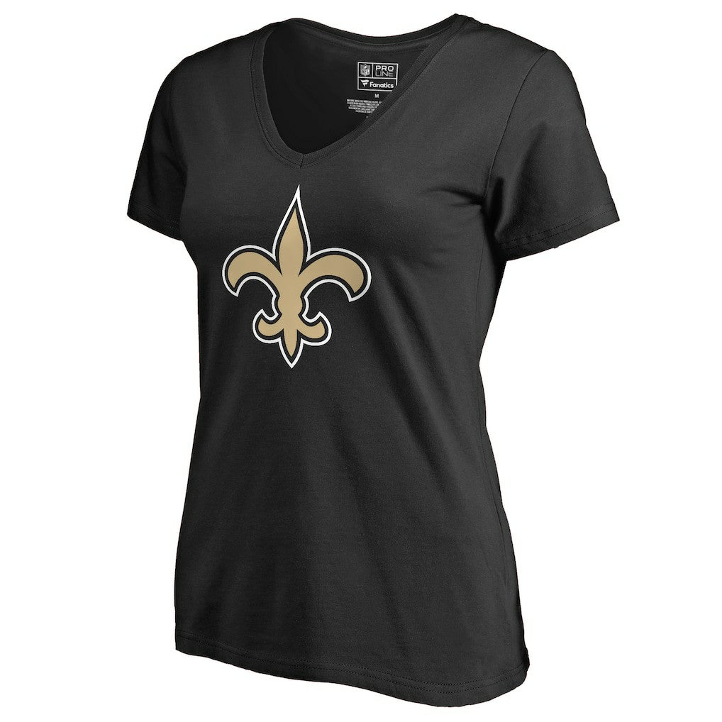 New Orleans Saints Women's Primary Team Logo V-Neck T-Shirt Black