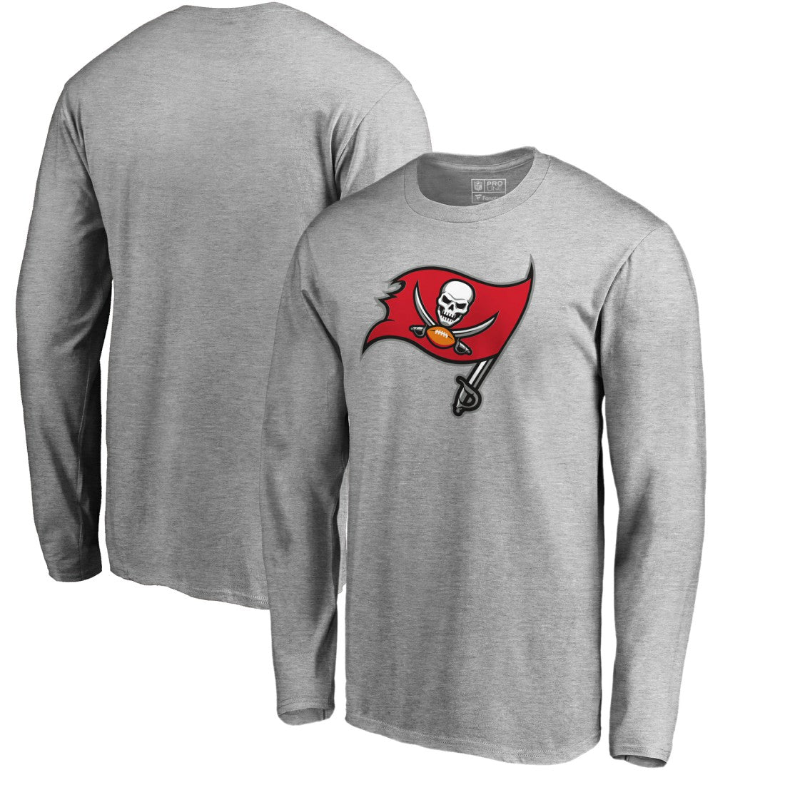 Tampa Bay Buccaneers Primary Logo Long-Sleeve T-Shirt Heathered Gray