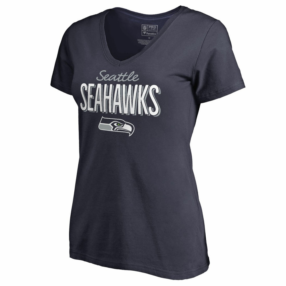 Seattle Seahawks Women's Nostalgia V-Neck T-Shirt Navy