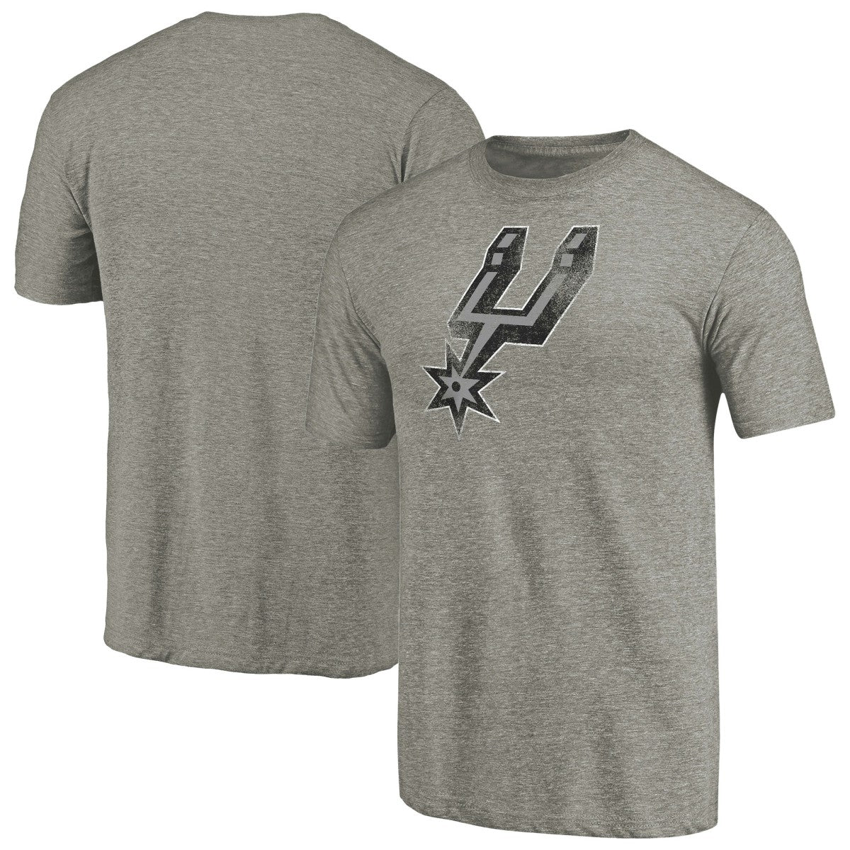 San Antonio Spurs Distressed Team Logo Tri-Blend T-Shirt Heather Gray