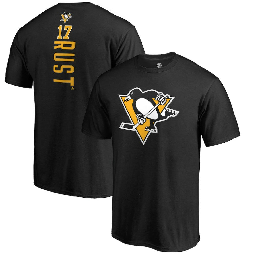 NHL Bryan Rust Pittsburgh Penguins Backer Name & Number T-Shirt - Black