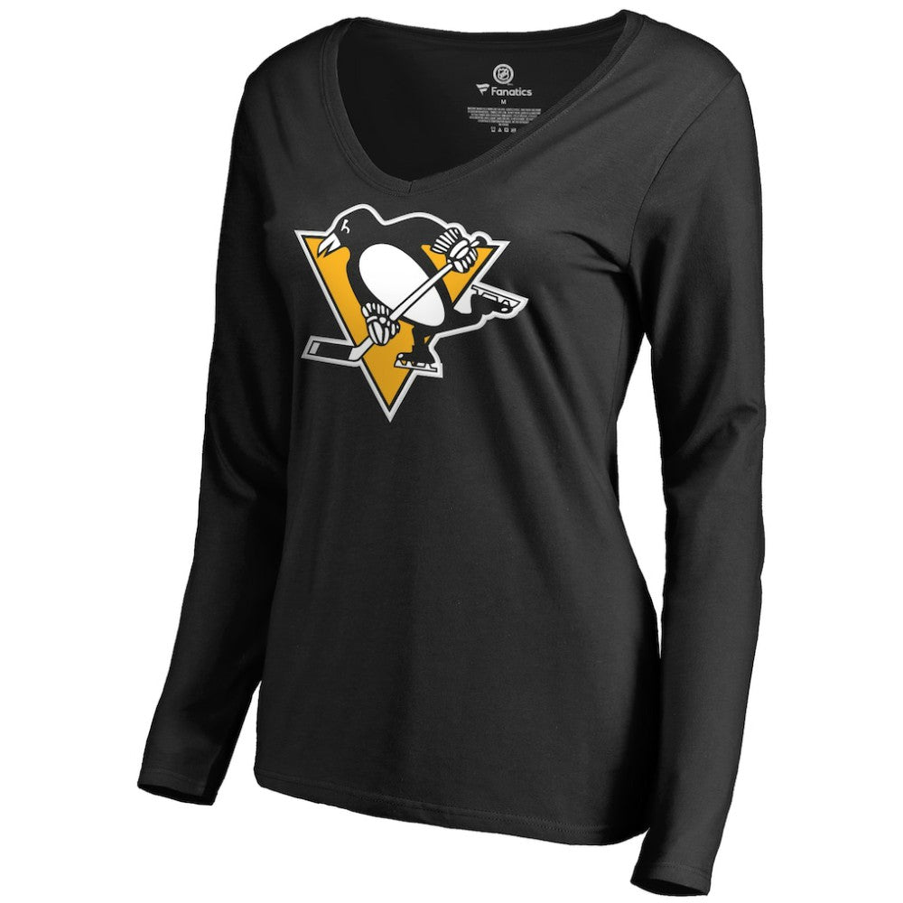 NHL Bryan Rust Pittsburgh Penguins Women's Backer Name & Number Long Sleeve V-Neck T-Shirt - Black
