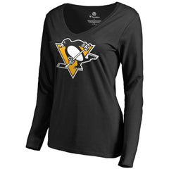 NHL Bryan Rust Pittsburgh Penguins Women's Backer Name & Number Long Sleeve V-Neck T-Shirt - Black