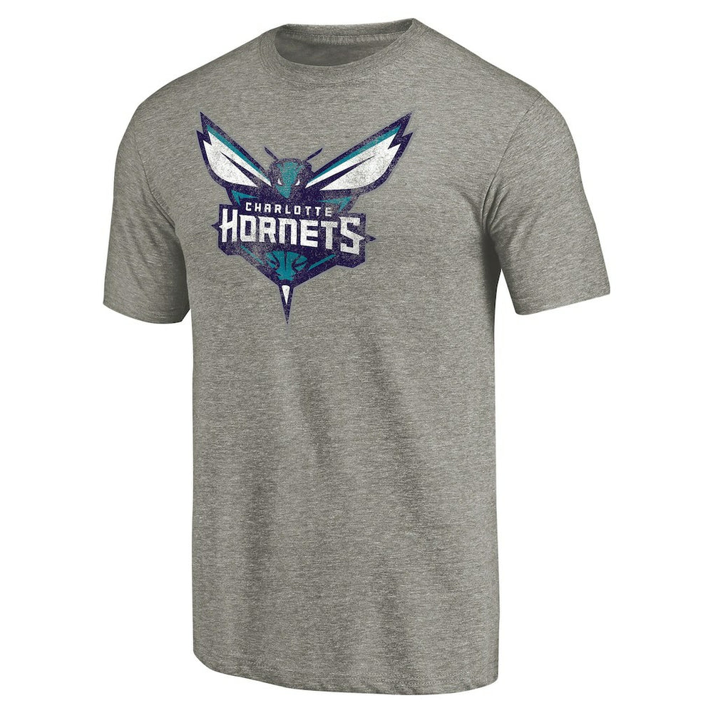 Charlotte Hornets Distressed Team Logo Tri-Blend T-Shirt Heather Gray