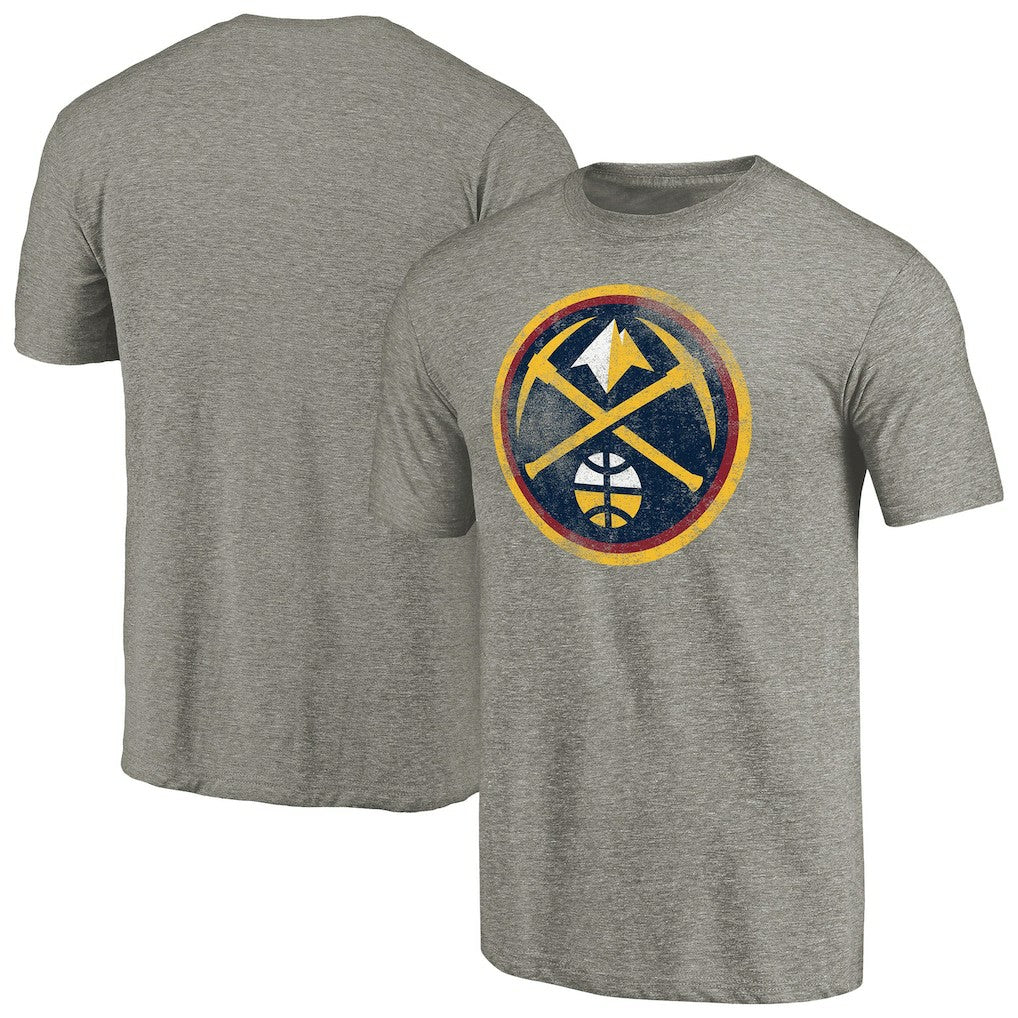 Denver Nuggets Distressed Team Logo Tri-Blend T-Shirt Heather Gray