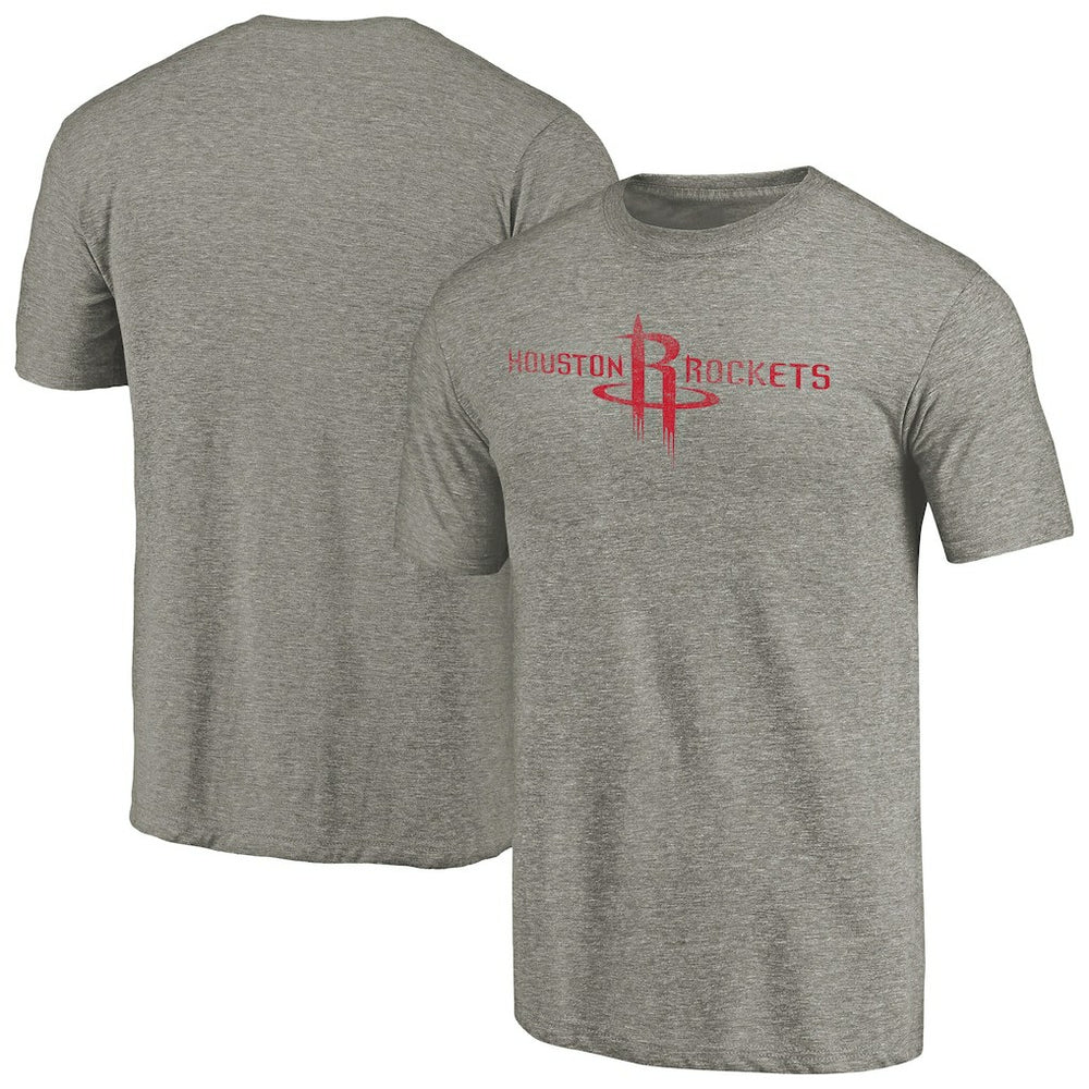 Houston Rockets Distressed Team Logo Tri-Blend T-Shirt Heather Gray