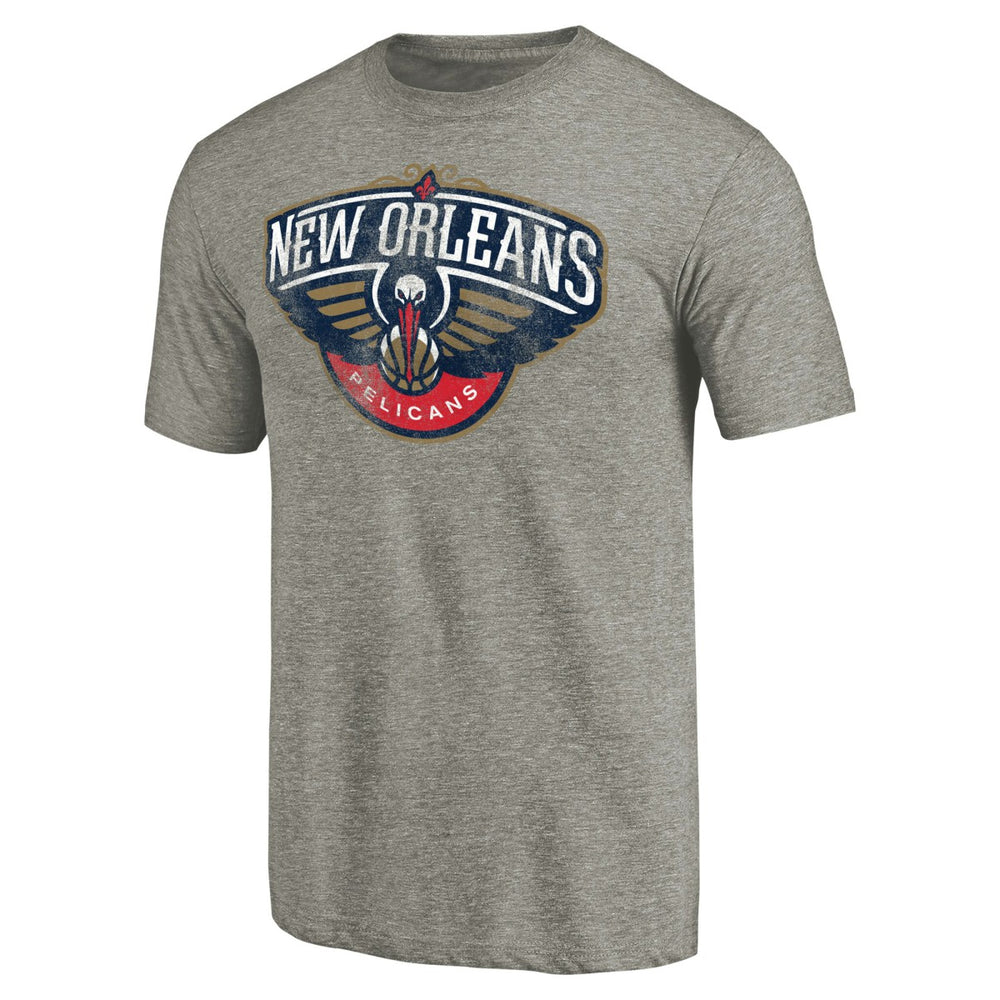 New Orleans Pelicans Distressed Team Logo Tri-Blend T-Shirt Heather Gray