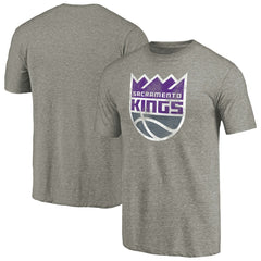 Sacramento Kings Distressed Team Logo Tri-Blend T-Shirt Heather Gray