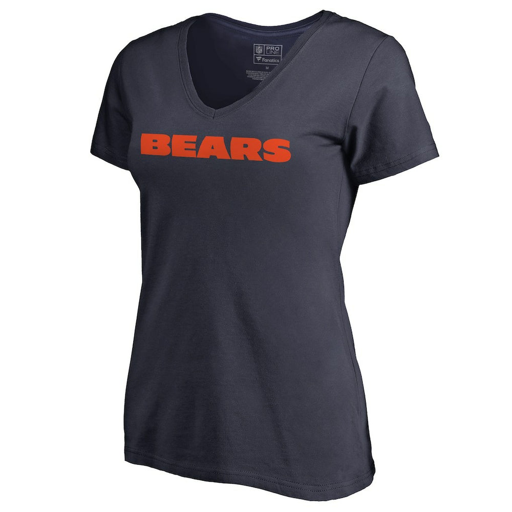 Chicago Bears Women's Wordmark V-Neck T-Shirt Navy