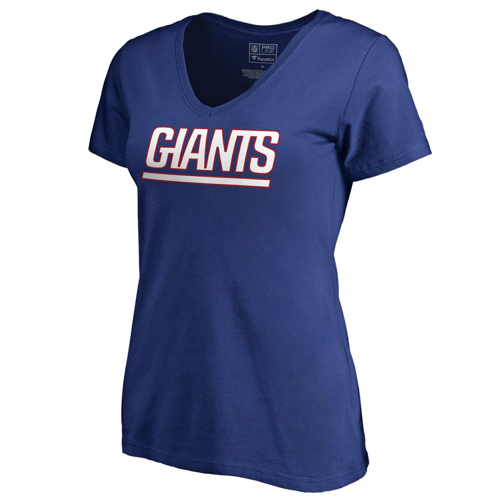New York Giants Women's Wordmark V-Neck T-Shirt Royal