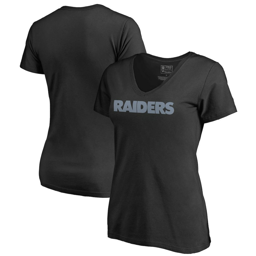Las Vegas Raiders Women's Wordmark V-Neck T-Shirt Black