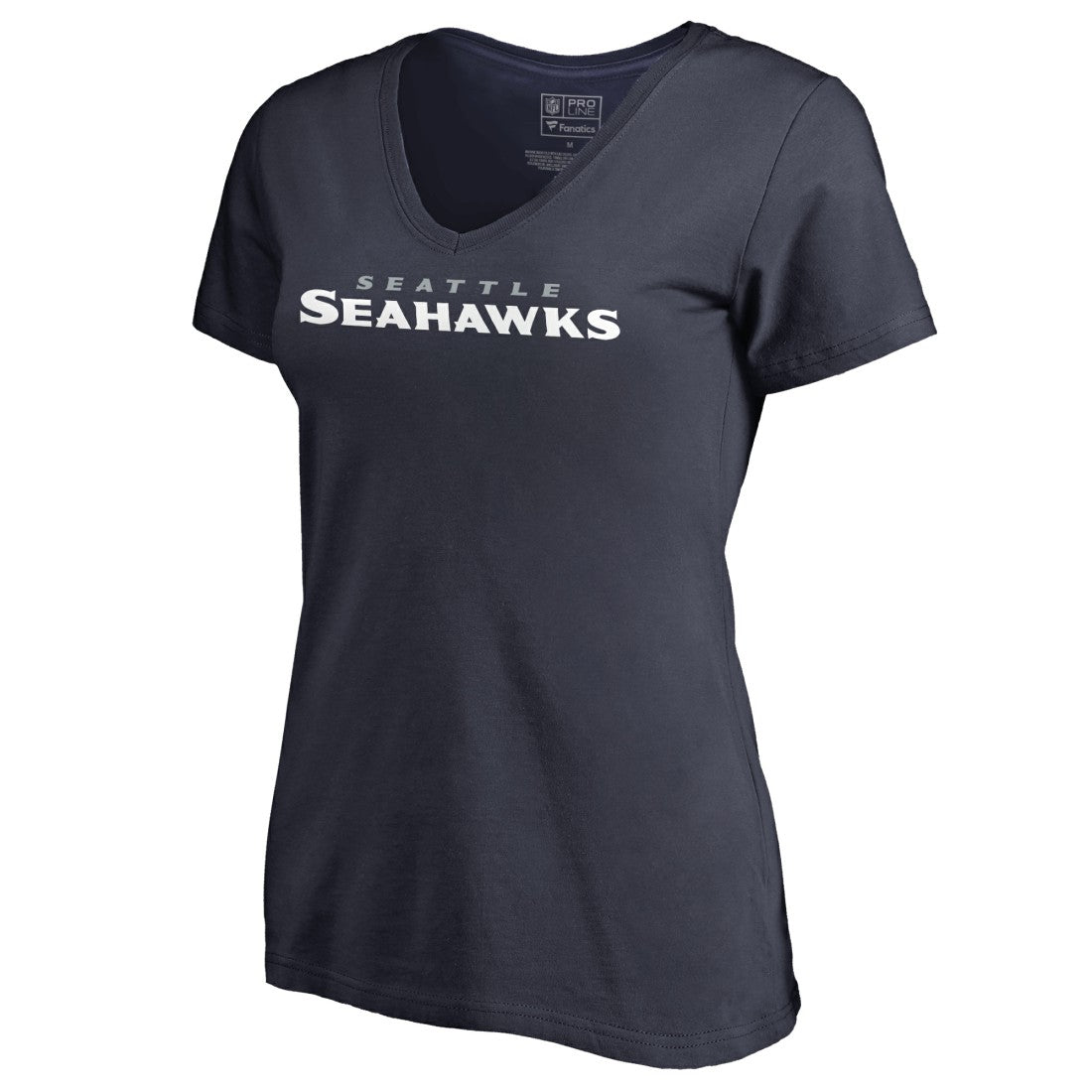 Seattle Seahawks Women's Wordmark V-Neck T-Shirt Navy