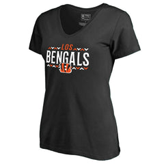 Cincinnati Bengals Women's Arriba V-Neck T-Shirt Black