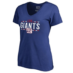 New York Giants Women's Arriba V-Neck T-Shirt Royal